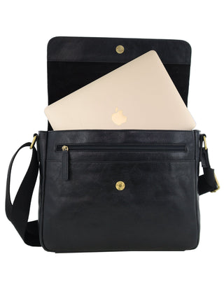 Laptop & Business bags Black / Leather PC 4094 BLK Pierre Cardin Men's Leather Classic Messenger/Computer Bag in Black
