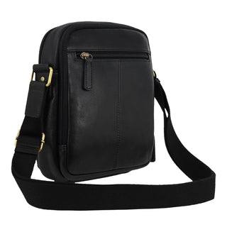 Crossbody Bag Black / Leather PC 3961 BLK Pierre Cardin Men's Leather Compact Crossbody Bag in Black