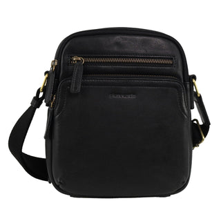 Crossbody Bag Black / Leather PC 3961 BLK Pierre Cardin Men's Leather Compact Crossbody Bag in Black