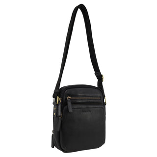 Crossbody Bag Black / Leather PC 3961 BLK Pierre Cardin Men's Leather Compact Crossbody Bag in Black