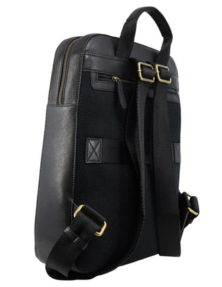 Backpack Black / Leather PC 3967 BLK Pierre Cardin Men's Leather Functional Business/Laptop Backpack in Black