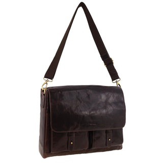Laptop & Business bags Chocolate / Leather PC 4092 CHOC Pierre Cardin Men's Leather Refined Messenger/Computer Bag in Chocolate