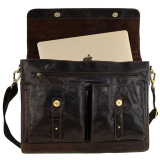 Laptop & Business bags Chocolate / Leather PC 4092 CHOC Pierre Cardin Men's Leather Refined Messenger/Computer Bag in Chocolate