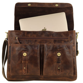 Laptop & Business bags Cognac / Leather PC 4092 COGN Pierre Cardin Men's Leather Refined Messenger/Computer Bag in Cognac