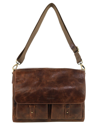Laptop & Business bags Cognac / Leather PC 4092 COGN Pierre Cardin Men's Leather Refined Messenger/Computer Bag in Cognac