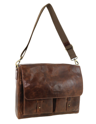 Laptop & Business bags Cognac / Leather PC 4092 COGN Pierre Cardin Men's Leather Refined Messenger/Computer Bag in Cognac