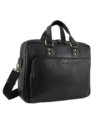 Laptop & Business bags Black / Leather PC 3960 BLK Pierre Cardin Men's Leather Rustic Business/Laptop Bag in Black