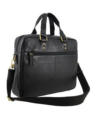 Laptop & Business bags Black / Leather PC 3960 BLK Pierre Cardin Men's Leather Rustic Business/Laptop Bag in Black