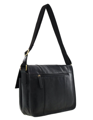 Laptop & Business bags Black / Leather PC 4093 BLK Pierre Cardin Men's Leather Rustic Messenger/Computer Bag in Black