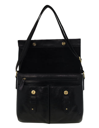 Laptop & Business bags Black / Leather PC 4093 BLK Pierre Cardin Men's Leather Rustic Messenger/Computer Bag in Black