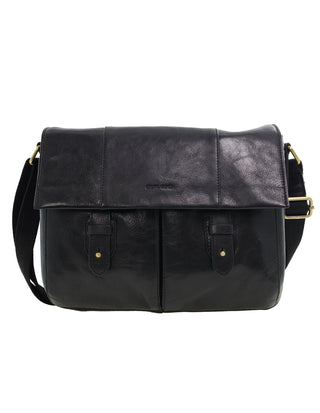 Laptop & Business bags Black / Leather PC 4093 BLK Pierre Cardin Men's Leather Rustic Messenger/Computer Bag in Black