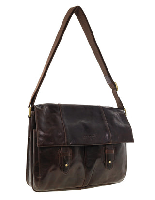 Laptop & Business bags Chocolate / Leather PC 4093 CHOC Pierre Cardin Men's Leather Rustic Messenger/Computer Bag in Chocolate