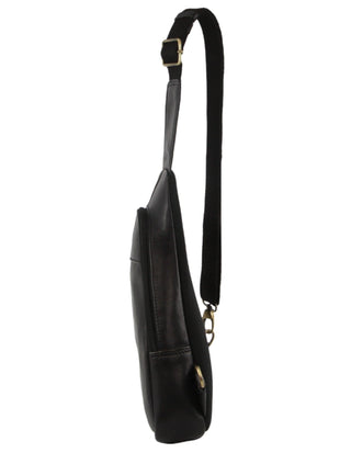 Sling Bag Black / Leather PC 3711 BLK Pierre Cardin Men's Leather Sling Bag in Black