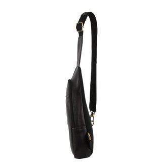 Sling Bag Black / Leather PC 3711 BLK Pierre Cardin Men's Leather Sling Bag in Black