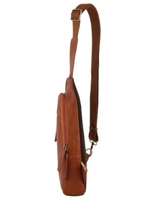Sling Bag Cognac / Leather PC 3711 COGN Pierre Cardin Men's Leather Sling Bag in Cognac