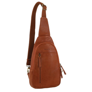 Sling Bag Cognac / Leather PC 3711 COGN Pierre Cardin Men's Leather Sling Bag in Cognac