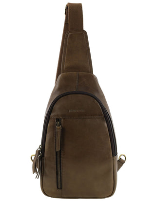 Sling Bag Oak / Leather PC 3711 OAK Pierre Cardin Men's Leather Sling Bag in Oak