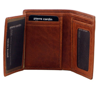 Leather Wallet Tan / Black PC 3615 TAN Pierre Cardin Men's Leather Tri-Fold Wallet in Tan