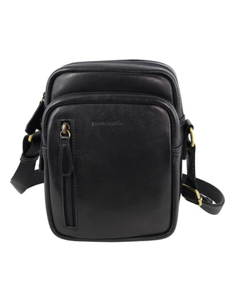 Crossbody Bag Black / Leather PC 3982 BLK Pierre Cardin Men's Leather Twin Zip Crossbody Bag in Black