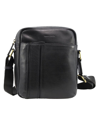 Crossbody Bag Black / Leather PC 3965 BLK Pierre Cardin Men's Leather Versatile Crossbody Bag in Black