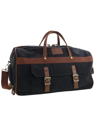 Overnight Bag Black / Canvas/Vegan Leather PC 4079 BLACK Pierre Cardin Men's Nomadic Canvas Overnight Bag in Black