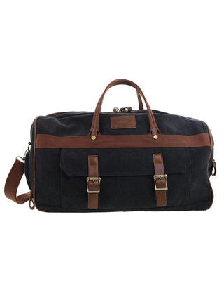 Overnight Bag Black / Canvas/Vegan Leather PC 4079 BLACK Pierre Cardin Men's Nomadic Canvas Overnight Bag in Black