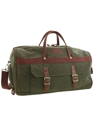 Overnight Bag Brown / Canvas/Vegan Leather PC 4079 BRN Pierre Cardin Men's Nomadic Canvas Overnight Bag in Brown
