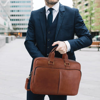 Laptop & Business bags Cognac / Leather PC 3811 COGN Pierre Cardin Men's Rustic Business Computer Bag in Cognac