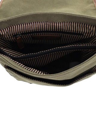 Crossbody Bag Brown / Canvas/Vegan Leather PC 4099 BROWN Pierre Cardin Men's Rustic Canvas Crossbody Bag in Brown