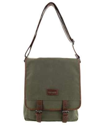 Crossbody Bag Brown / Canvas/Vegan Leather PC 4099 BROWN Pierre Cardin Men's Rustic Canvas Crossbody Bag in Brown