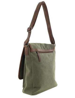 Crossbody Bag Brown / Canvas/Vegan Leather PC 4099 BROWN Pierre Cardin Men's Rustic Canvas Crossbody Bag in Brown