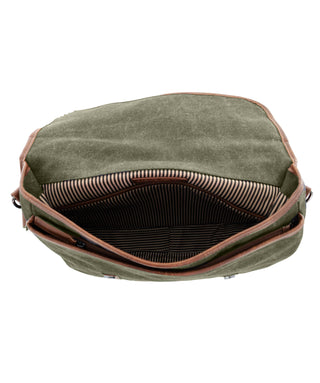 Satchel Bag/Computer Bag Brown / Canvas/Vegan Leather PC 4098 BROWN Pierre Cardin Men's Rustic Canvas Satchel/Computer Bag in Brown