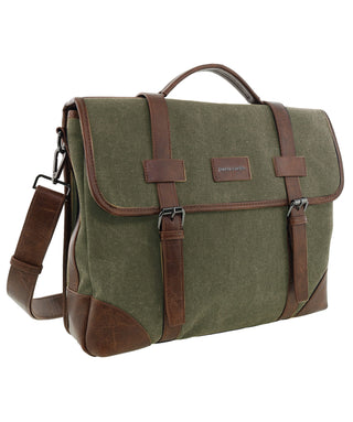 Satchel Bag/Computer Bag Brown / Canvas/Vegan Leather PC 4098 BROWN Pierre Cardin Men's Rustic Canvas Satchel/Computer Bag in Brown