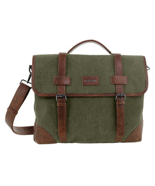 Satchel Bag/Computer Bag Brown / Canvas/Vegan Leather PC 4098 BROWN Pierre Cardin Men's Rustic Canvas Satchel/Computer Bag in Brown
