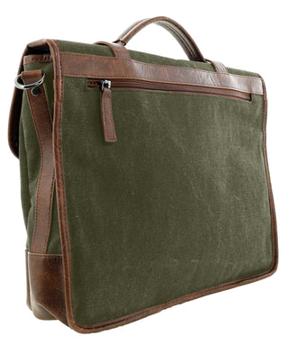 Satchel Bag/Computer Bag Brown / Canvas/Vegan Leather PC 4098 BROWN Pierre Cardin Men's Rustic Canvas Satchel/Computer Bag in Brown