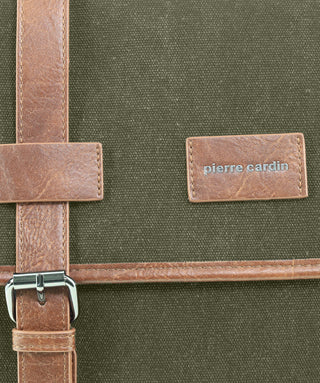 Satchel Bag/Computer Bag Brown / Canvas/Vegan Leather PC 4098 BROWN Pierre Cardin Men's Rustic Canvas Satchel/Computer Bag in Brown