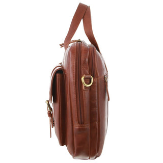 Messenger Bag Cognac / Leather PC 3831 COGN Pierre Cardin Men's Rustic Leather Satchel/Messenger Bag in Cognac