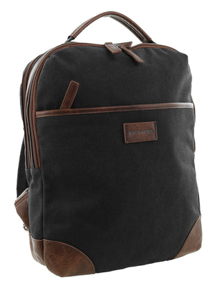 Backpack Black / Canvas/Vegan Leather PC 4096 BLACK Pierre Cardin Men's Urban Canvas Backpack in Black