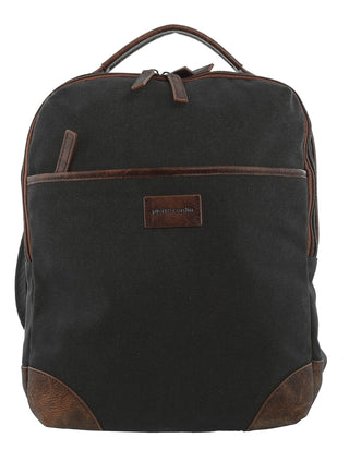 Backpack Black / Canvas/Vegan Leather PC 4096 BLACK Pierre Cardin Men's Urban Canvas Backpack in Black
