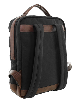 Backpack Black / Canvas/Vegan Leather PC 4096 BLACK Pierre Cardin Men's Urban Canvas Backpack in Black