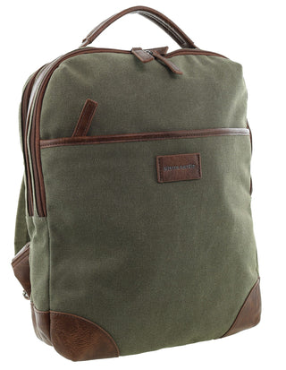 Backpack Brown / Canvas/Vegan Leather PC 4096 BROWN Pierre Cardin Men's Urban Canvas Backpack in Brown