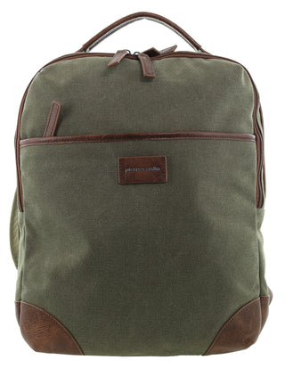 Backpack Brown / Canvas/Vegan Leather PC 4096 BROWN Pierre Cardin Men's Urban Canvas Backpack in Brown