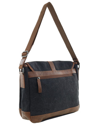 Messenger Bag/Computer Bag Black / Canvas/Vegan Leather PC 4097 BLACK Pierre Cardin Men's Urban Canvas Messenger Bag/Computer Bag in Black