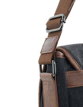 Messenger Bag/Computer Bag Black / Canvas/Vegan Leather PC 4097 BLACK Pierre Cardin Men's Urban Canvas Messenger Bag/Computer Bag in Black