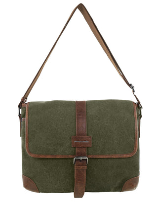 Messenger Bag/Computer Bag Brown / Canvas/Vegan Leather PC 4097 BROWN Pierre Cardin Men's Urban Canvas Messenger Bag/Computer Bag in Brown