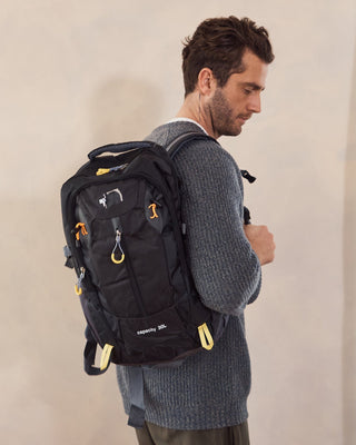 Backpack Black / Nylon PC 4091 BLK Pierre Cardin Mens 30L Nylon Adventure Backpack in Black