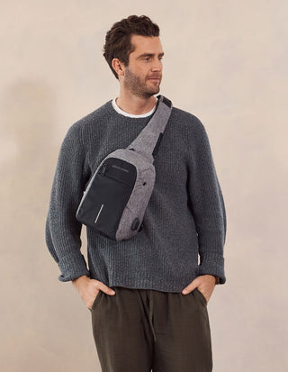 Sling Bag Grey / Nylon PC 4089 GREY Pierre Cardin Mens Nylon Sling Bag in Grey