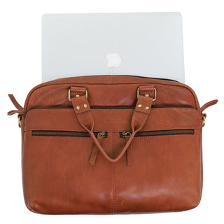 Laptop & Business bags Cognac / Leather PC 3763 COGN Pierre Cardin Multi-Compartment Leather Computer Bag in Cognac