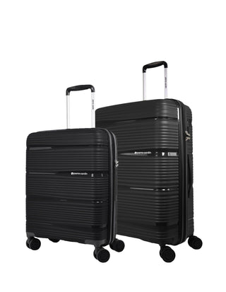 Hard Shell Luggage Black / Polypropolene (PP) PC 4014MC BLK Pierre Cardin Normandy Hard Shell Medium and Cabin Bundle 2-Piece Set in Black