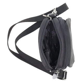 Crossbody Bag Black / Leather PC 10164 BLK Pierre Cardin Nylon with Leather Trim Travel Bag in Black